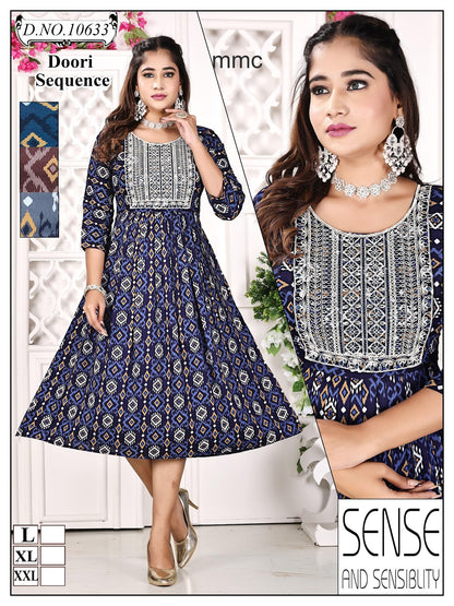 Dori Sequence 030225 Mmc Reyon Anarkali Kurtis Wholesaler India