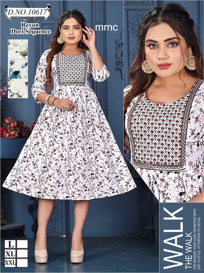 Dori Sequence 030225 Mmc Reyon Anarkali Kurtis Wholesaler India