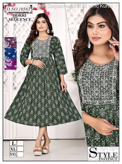 Dori Sequence 060125 Mmc Rayon Kurtis Wholesaler Gujarat