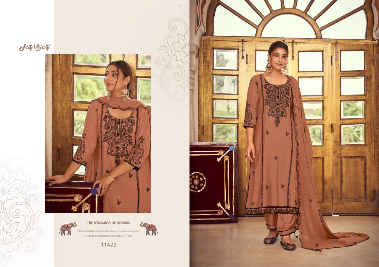 Dorika Vol 2 Jay Vijay Chanderi Pant Style Suits Supplier