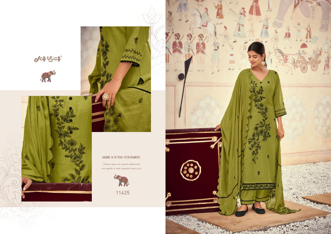 Dorika Vol 2 Jay Vijay Chanderi Pant Style Suits Supplier