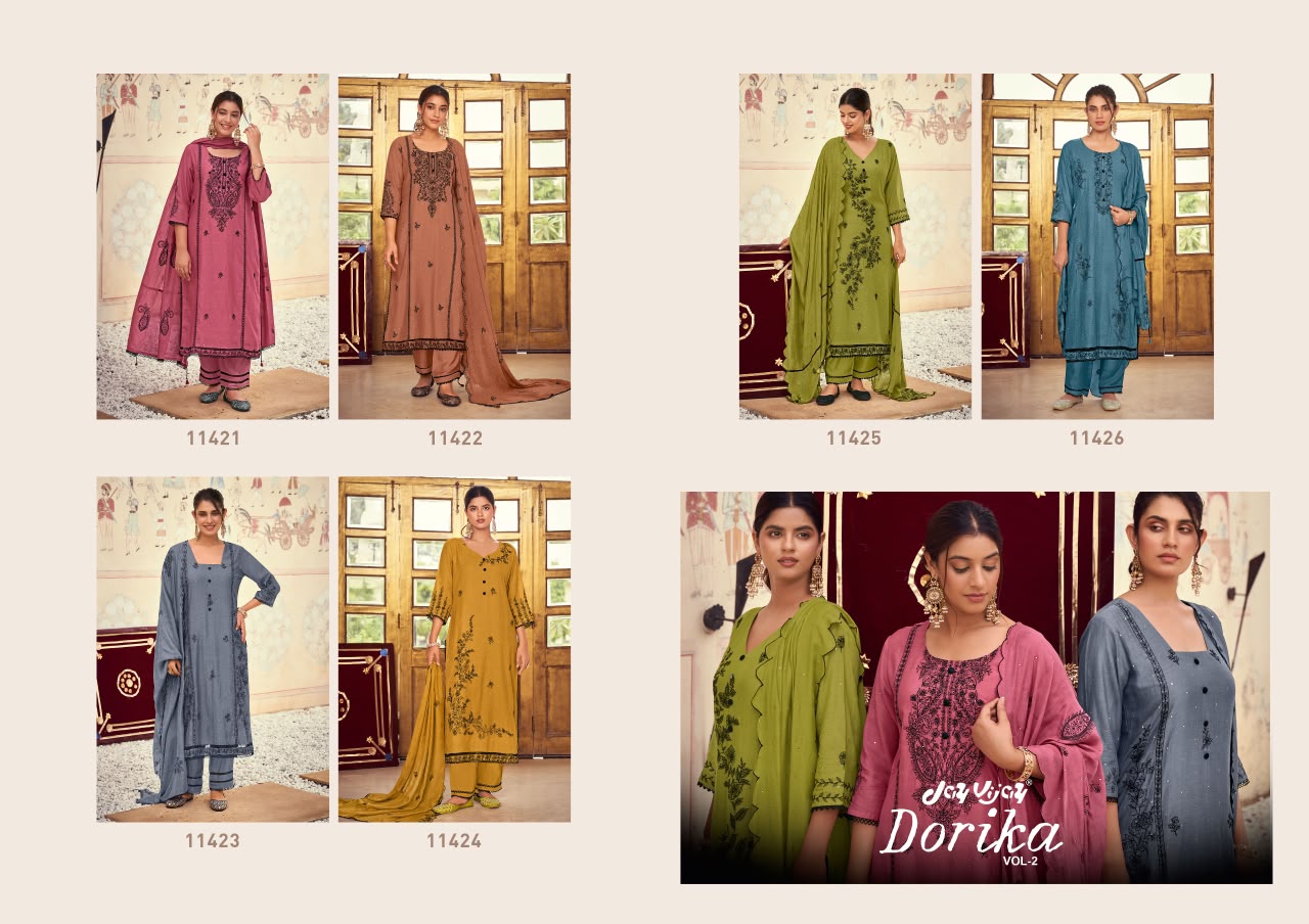 Dorika Vol 2 Jay Vijay Chanderi Pant Style Suits Supplier