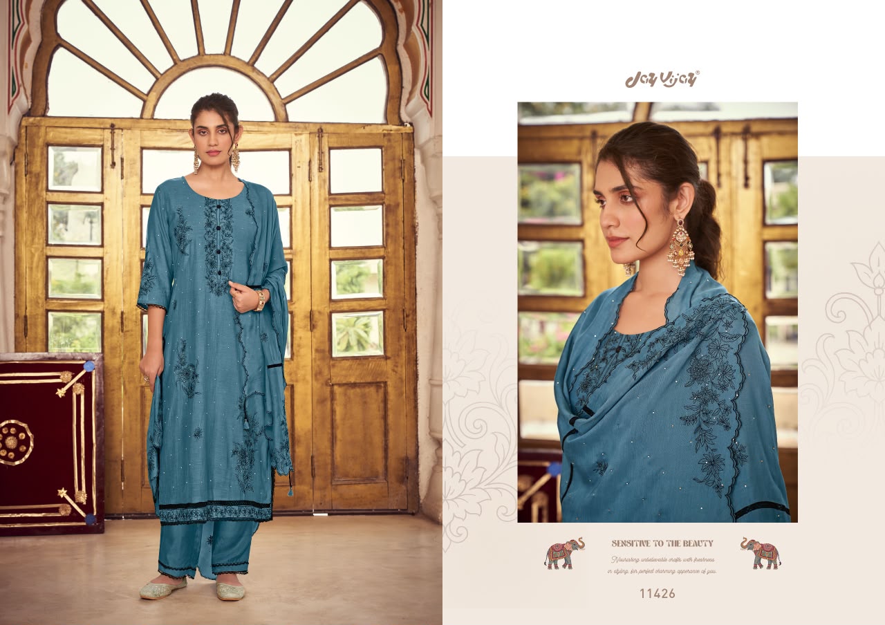 Dorika Vol 2 Jay Vijay Chanderi Pant Style Suits Supplier