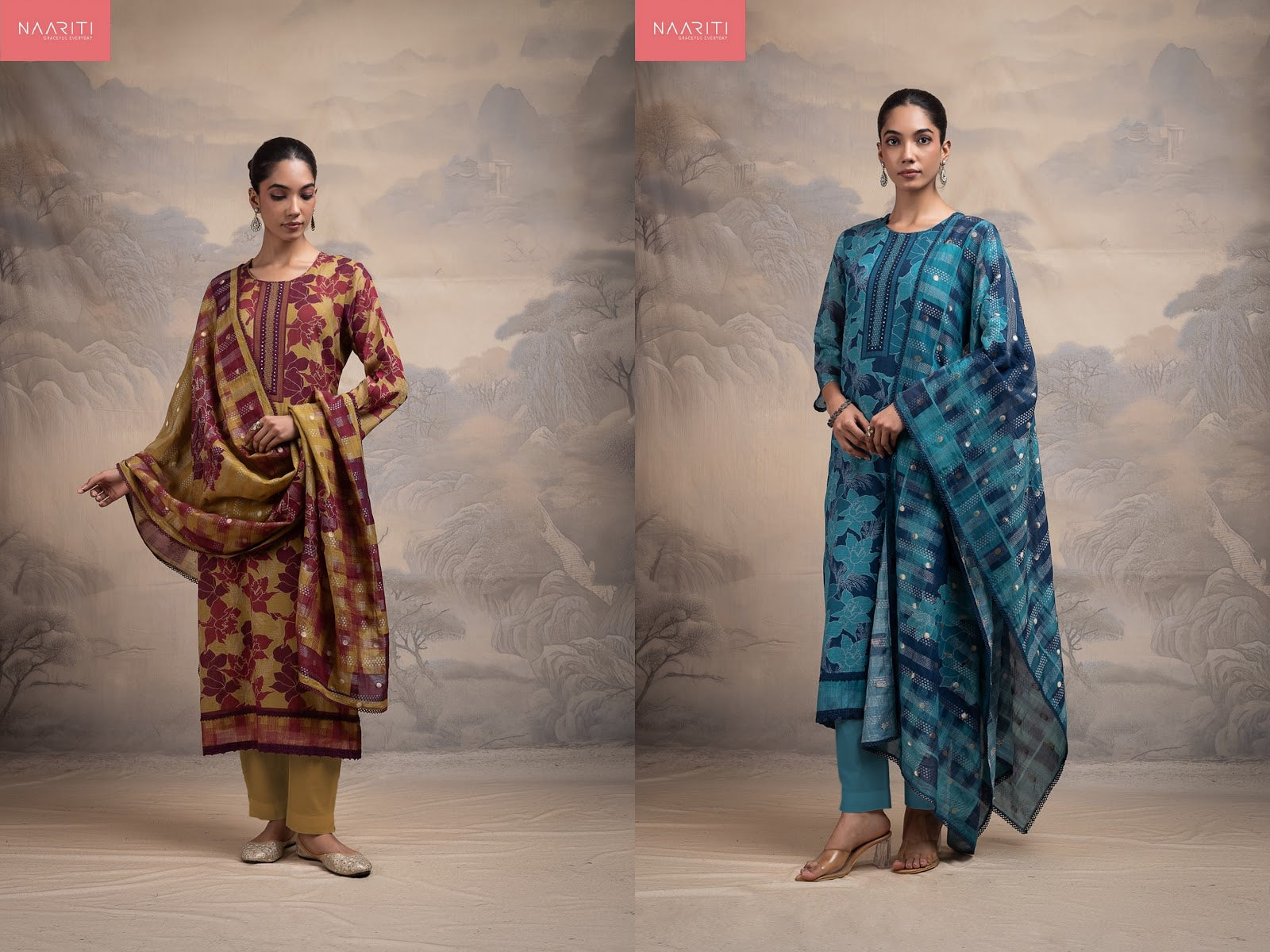 Doris Naariti Mul Chanderi Pant Style Suits Wholesale Price