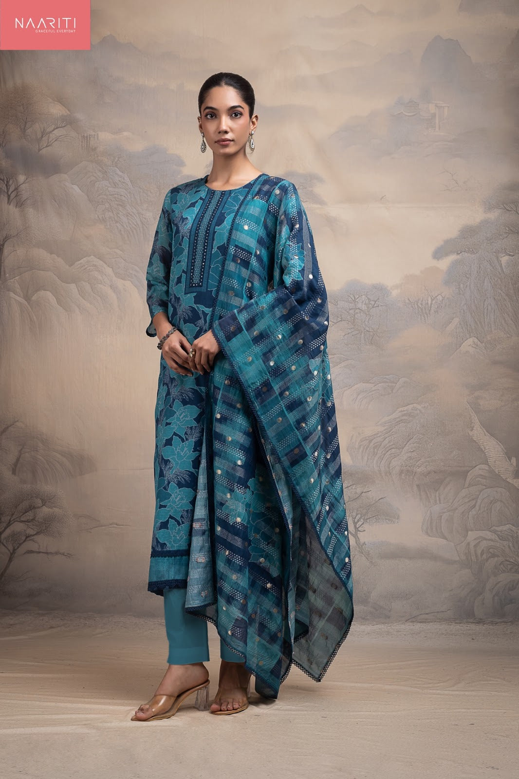 Doris Naariti Mul Chanderi Pant Style Suits Wholesale Price