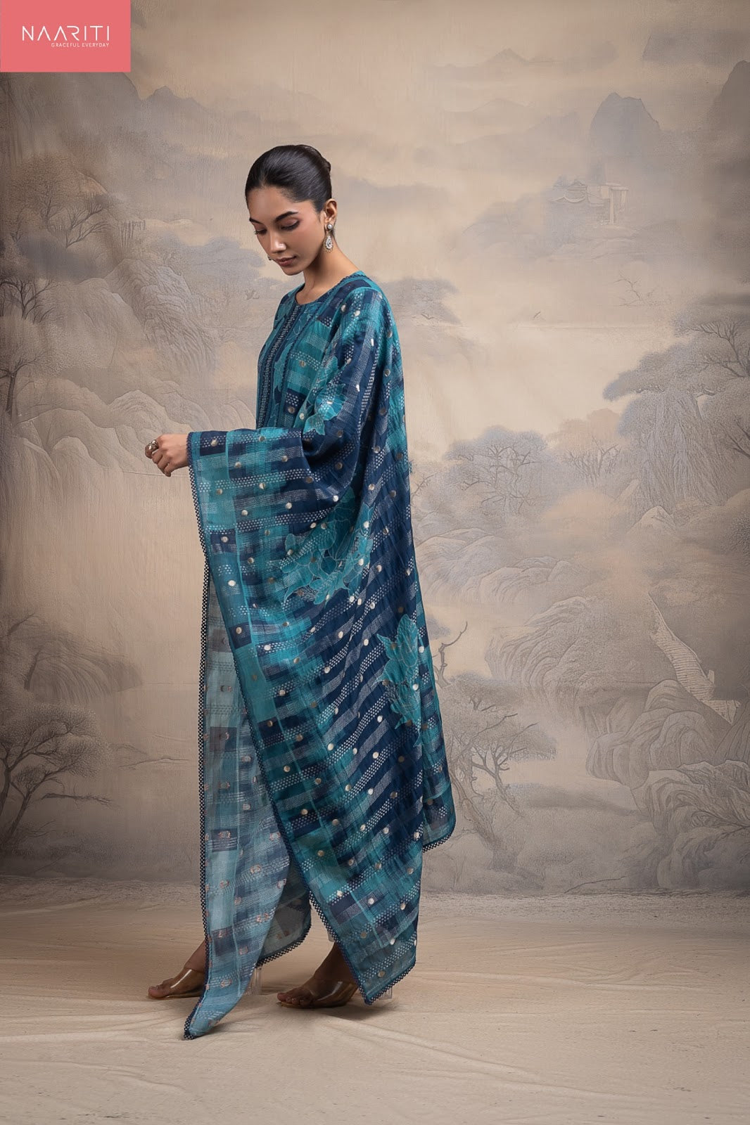 Doris Naariti Mul Chanderi Pant Style Suits Wholesale Price