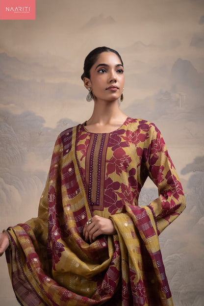 Doris Naariti Mul Chanderi Pant Style Suits Wholesale Price