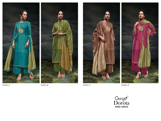 Dorota S3063 Ganga Russian Silk Plazzo Style Suits Wholesale Price