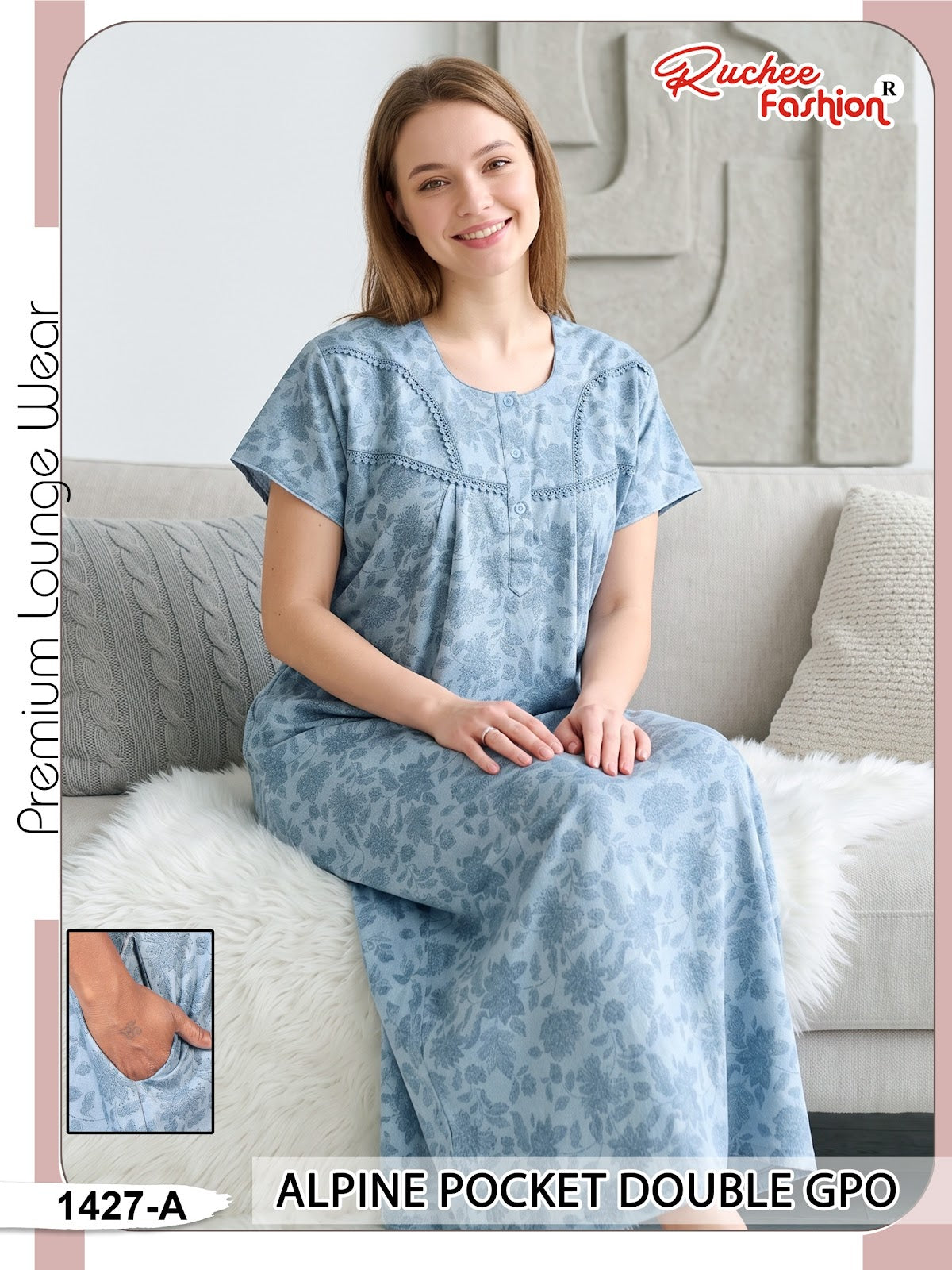 Double Gpo 0807 Ruchee Fashion Alpine Night Gowns Wholesale