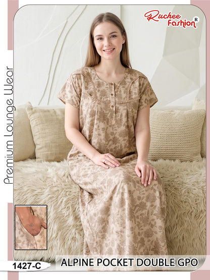 Double Gpo 0807 Ruchee Fashion Alpine Night Gowns Wholesale