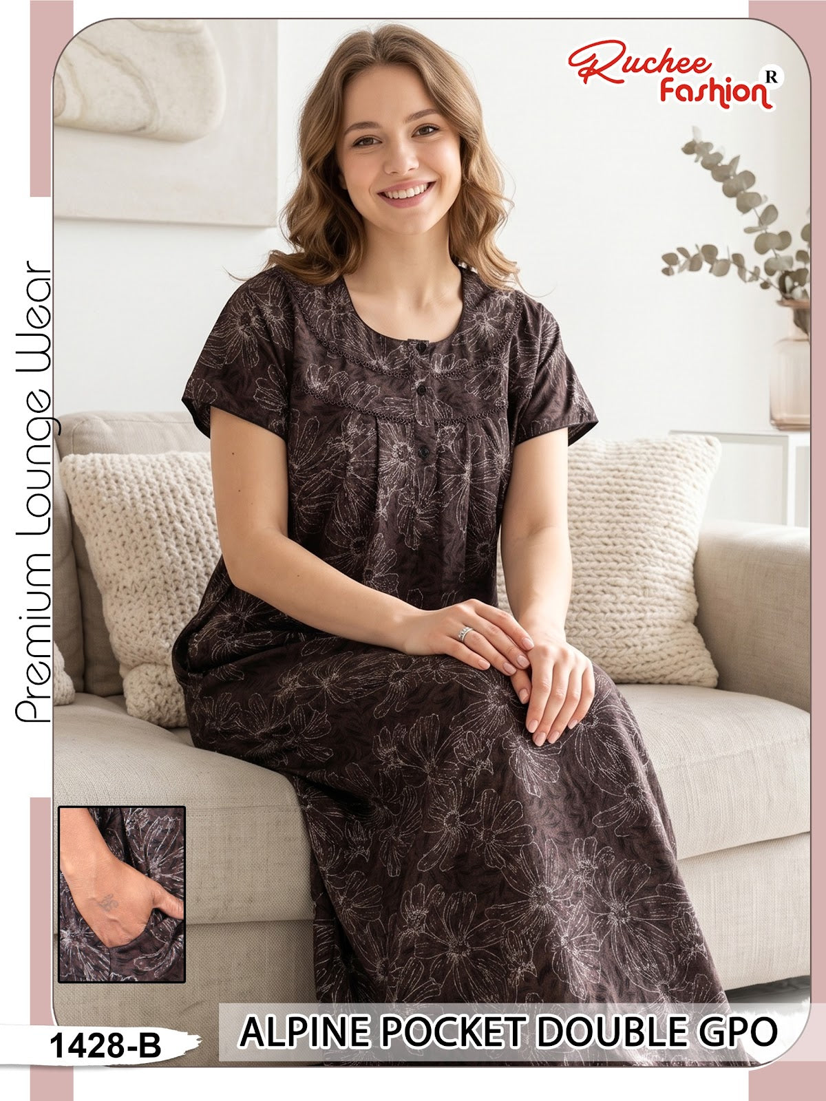 Double Gpo 0807 Ruchee Fashion Alpine Night Gowns Wholesale