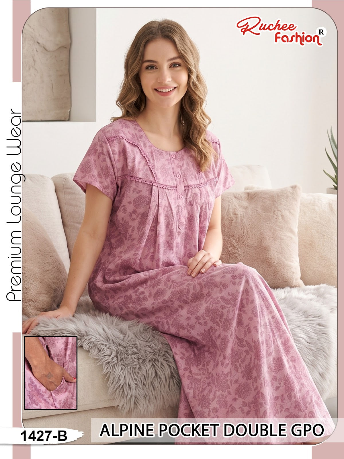 Double Gpo 0807 Ruchee Fashion Alpine Night Gowns Wholesale
