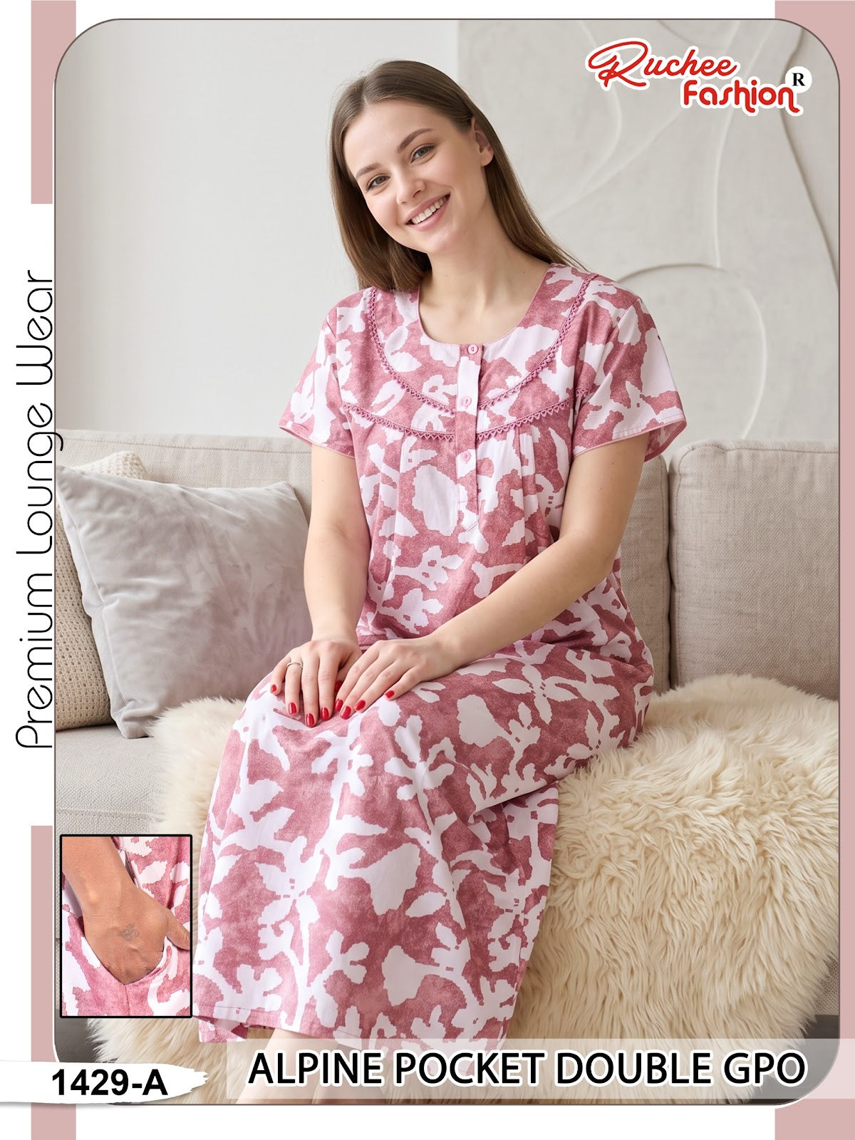 Double Gpo 0807 Ruchee Fashion Alpine Night Gowns Wholesale