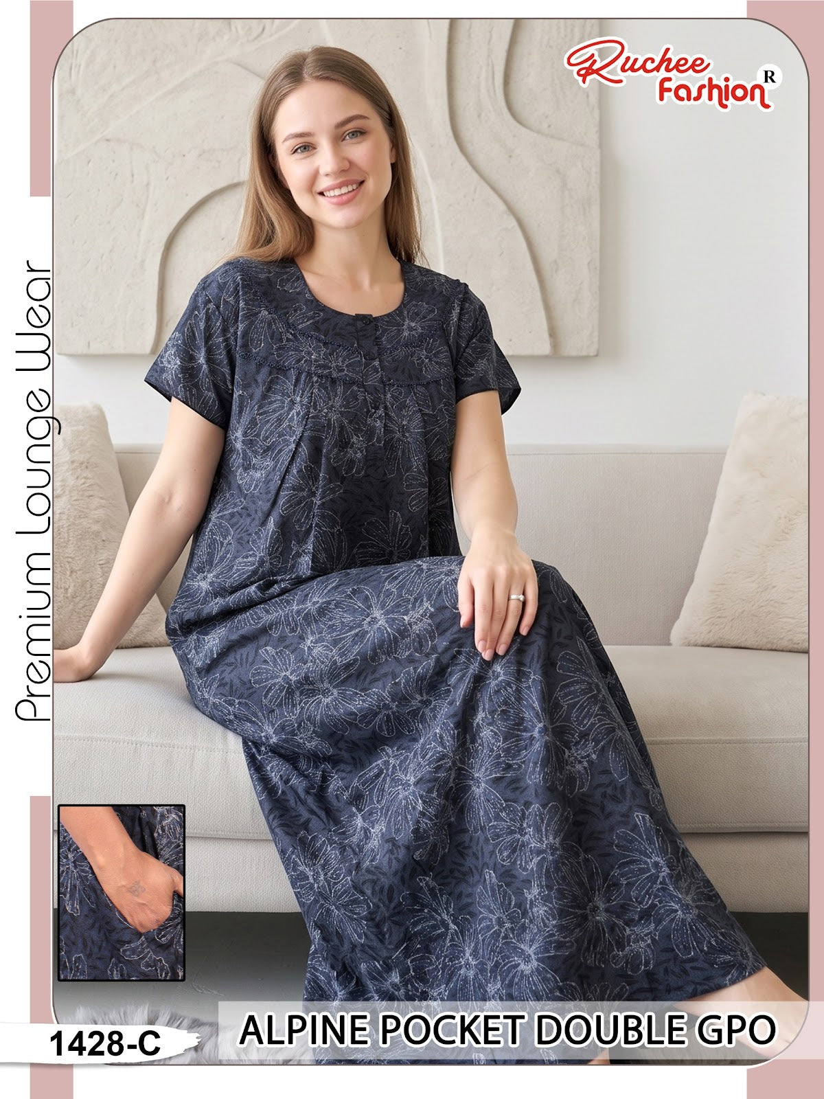 Double Gpo 0807 Ruchee Fashion Alpine Night Gowns Wholesale