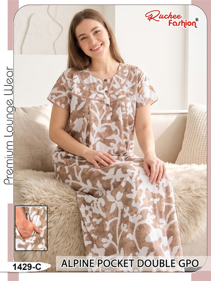 Double Gpo 0807 Ruchee Fashion Alpine Night Gowns Wholesale