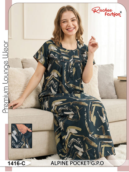 Double Gpo 0807 Ruchee Fashion Alpine Night Gowns Wholesale
