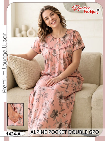 Double Gpo 0807 Ruchee Fashion Alpine Night Gowns Wholesale