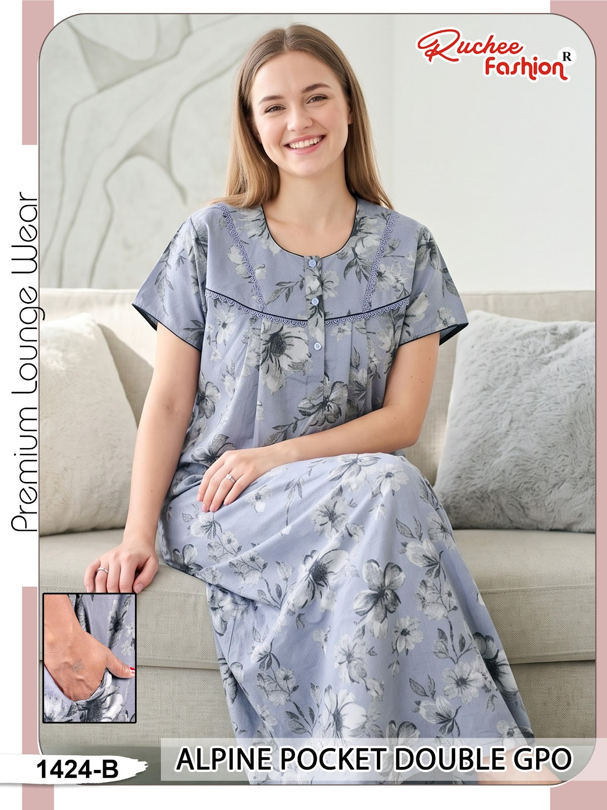 Double Gpo 0807 Ruchee Fashion Alpine Night Gowns Wholesale