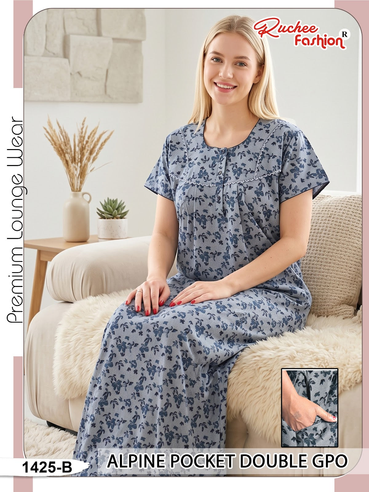 Double Gpo 0807 Ruchee Fashion Alpine Night Gowns Wholesale