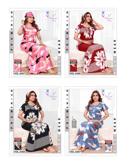 Double Gpo 1114 Diamond Queen Rayon Night Gowns Exporter Gujarat