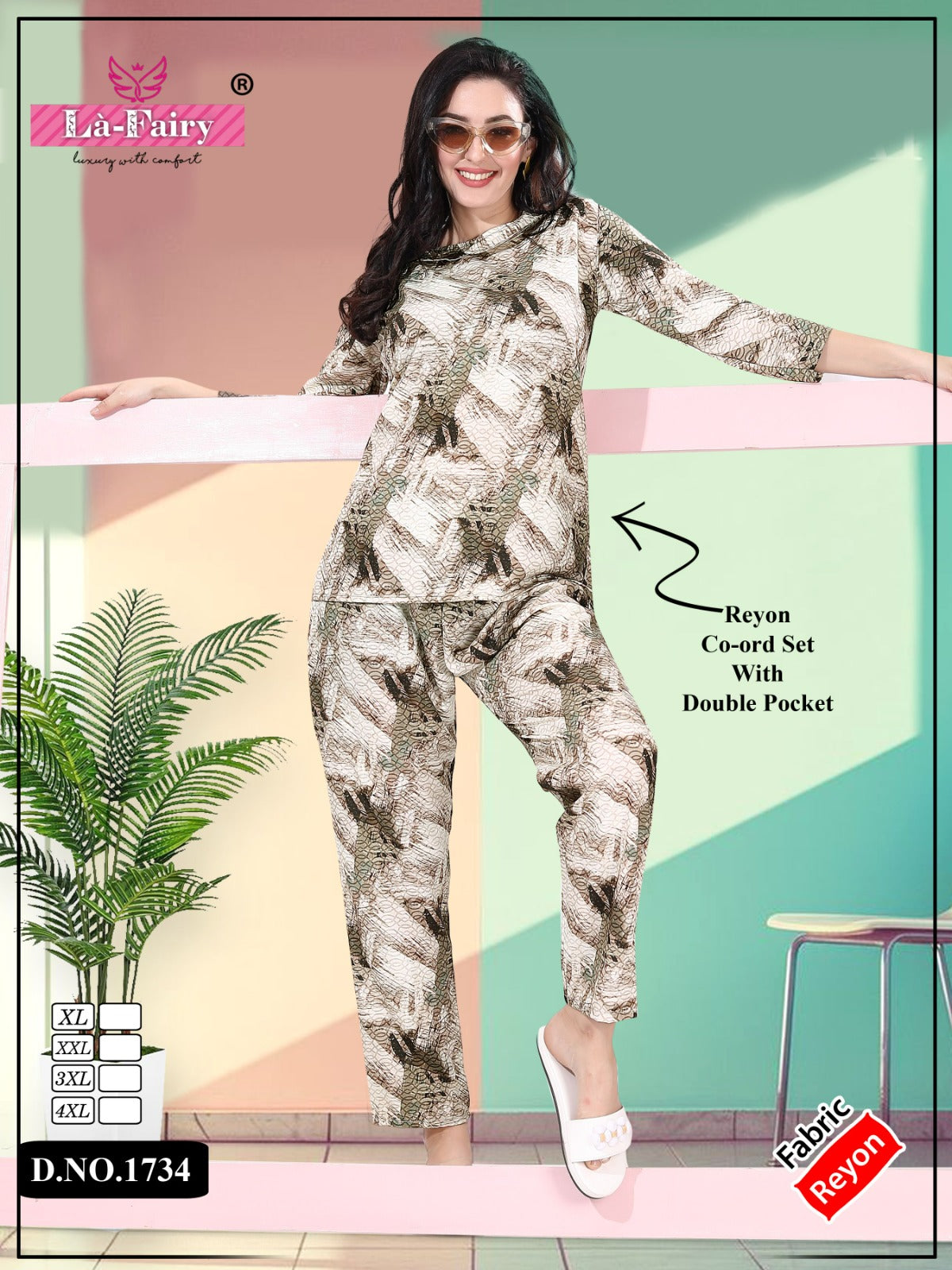 Double Pocket 1734 La Fairy Reyon Co Ord Set Supplier Ahmedabad