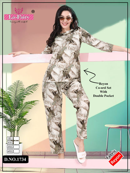 Double Pocket 1734 La Fairy Reyon Co Ord Set Supplier Ahmedabad