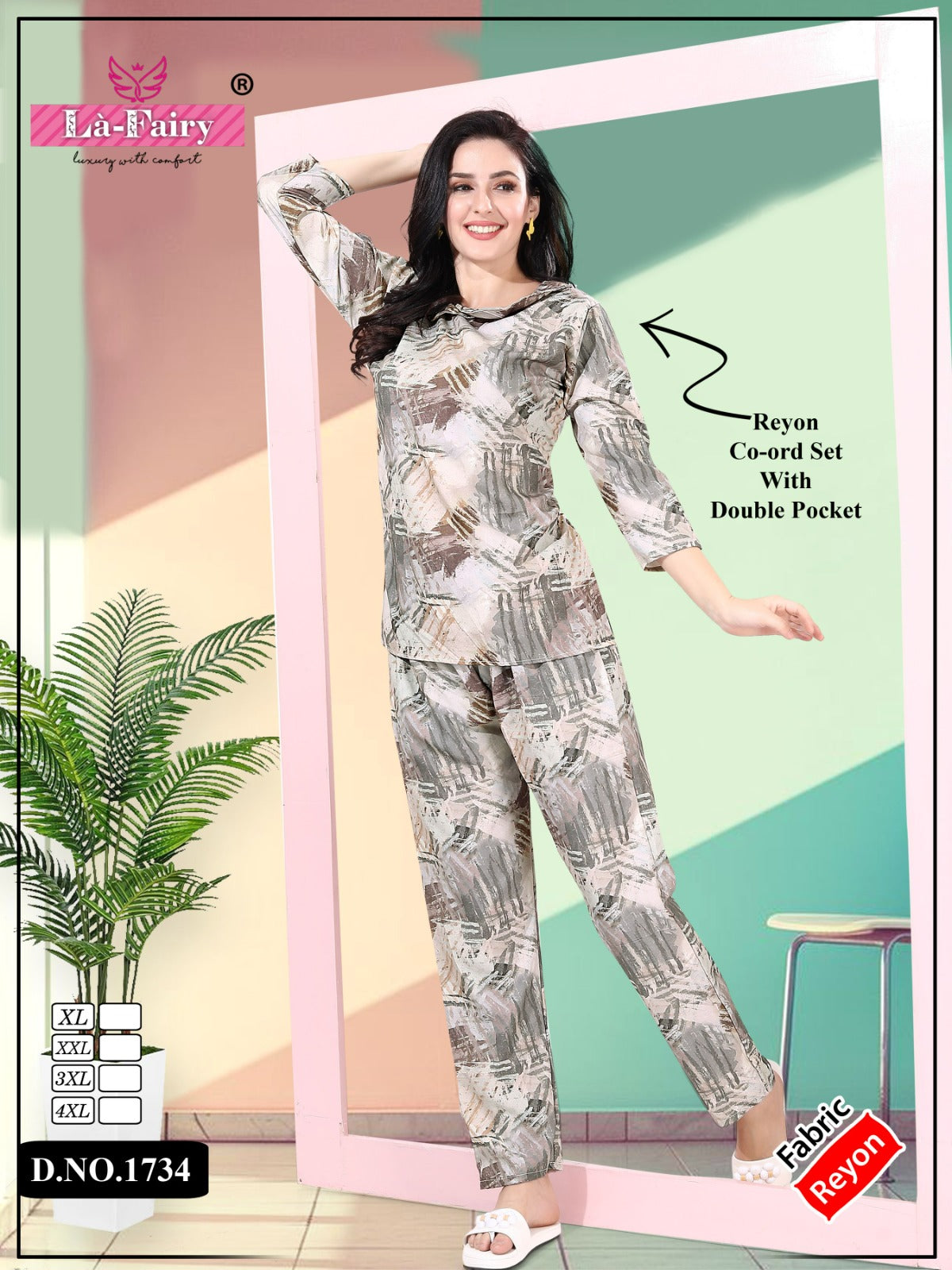 Double Pocket 1734 La Fairy Reyon Co Ord Set Supplier Ahmedabad