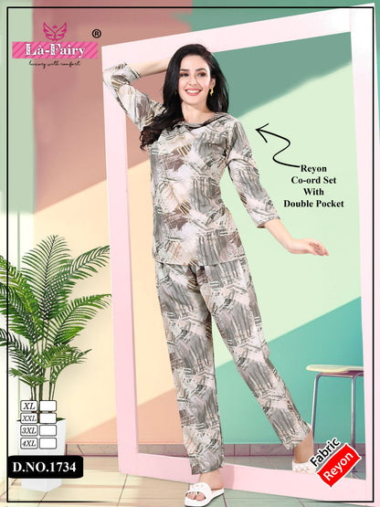 Double Pocket 1734 La Fairy Reyon Co Ord Set Supplier Ahmedabad