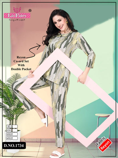 Double Pocket 1734 La Fairy Reyon Co Ord Set Supplier Ahmedabad