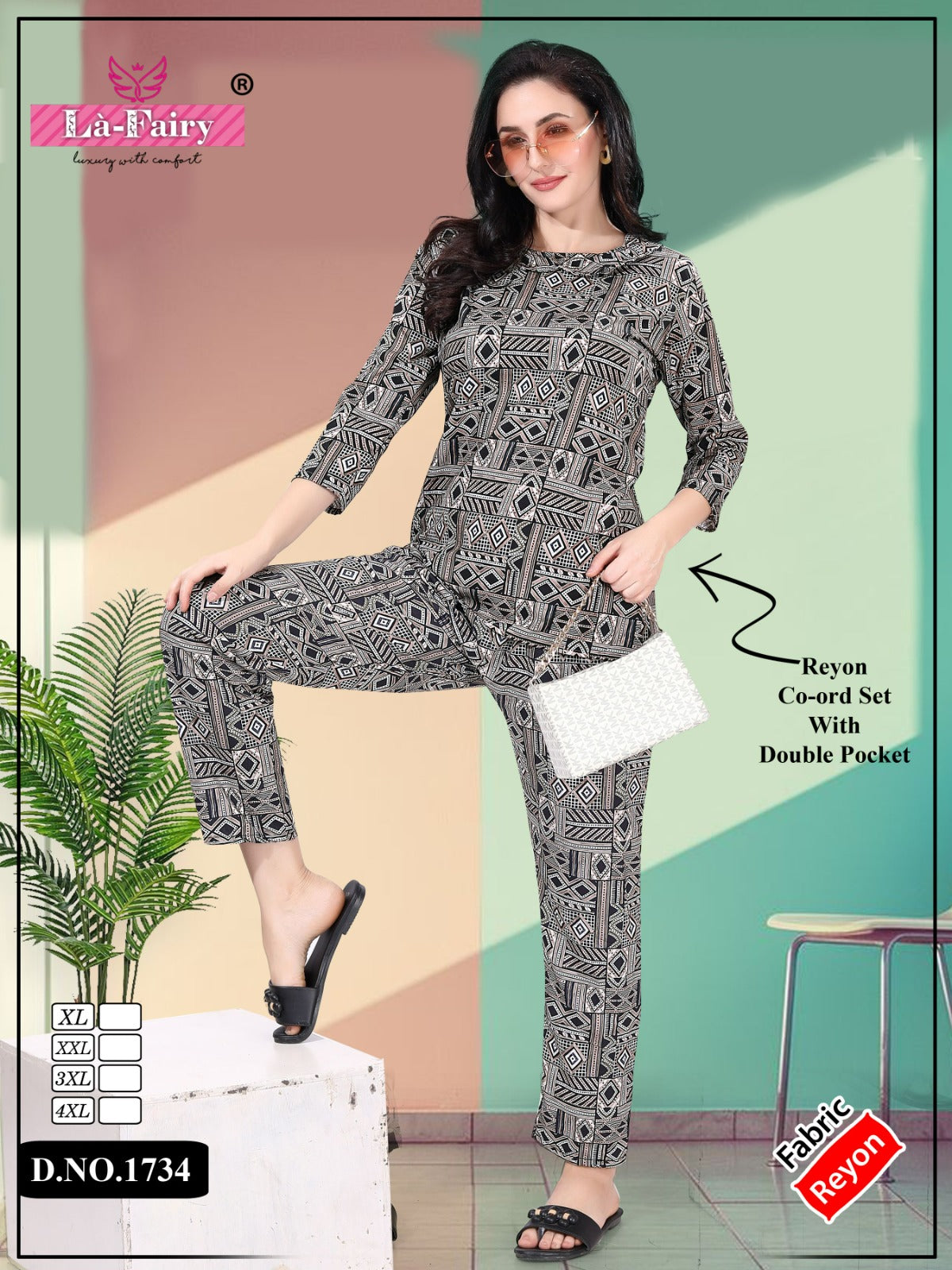 Double Pocket 1734 La Fairy Reyon Co Ord Set Supplier Ahmedabad