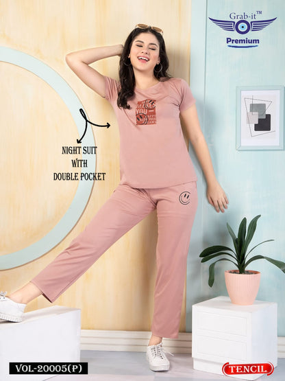 Double Pocket 20005 P Grab It Tencil Pyjama Night Suits Wholesale Price