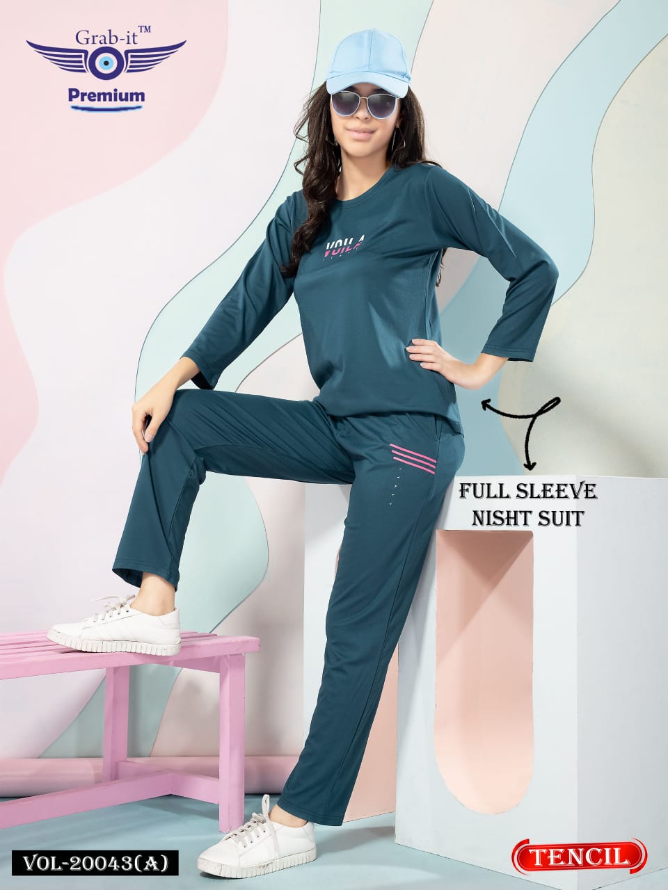 Double Pocket 20043 A Grab It Tencil Full Sleeve Night Suits Supplier Ahmedabad