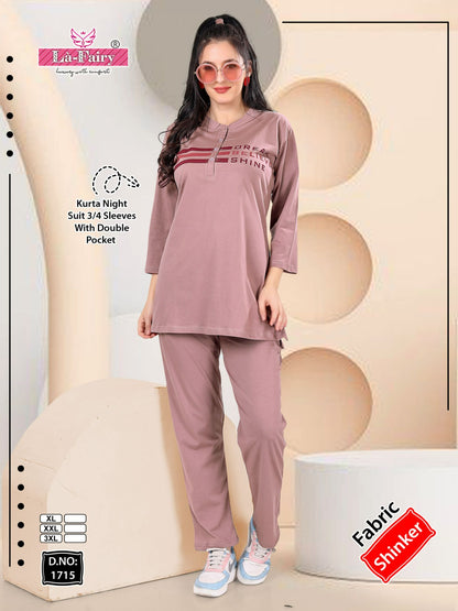 Double Pocket Design 1715 La Fairy Sinker Kurta Night Suits Wholesale Price