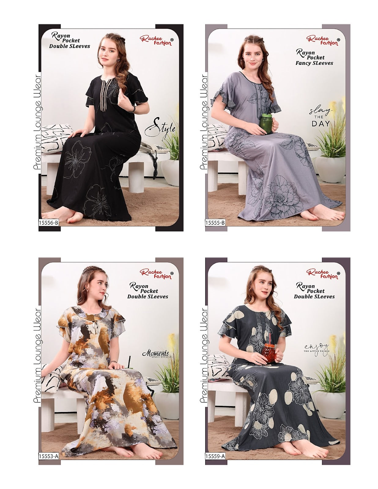 Double Sleeves 0509 Ruchee Fashion Rayon Night Gowns Manufacturer Gujarat
