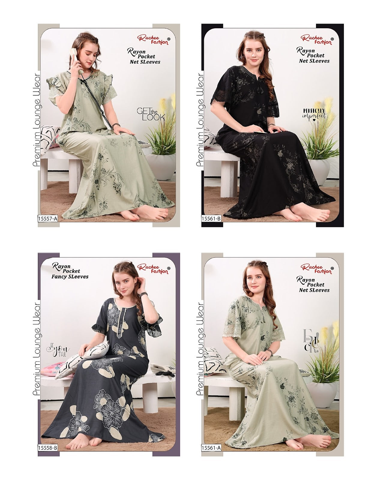 Double Sleeves 0509 Ruchee Fashion Rayon Night Gowns Manufacturer Gujarat