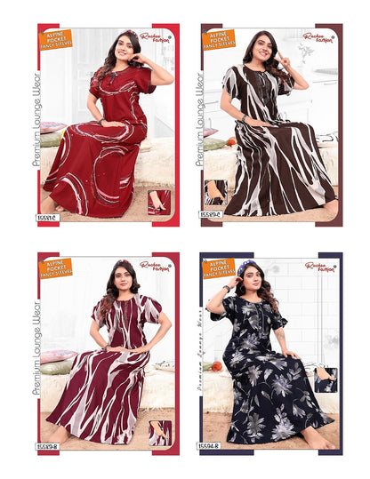 Double Sleeves 1809 Ruchee Fashion Alpine Night Gowns Wholesaler