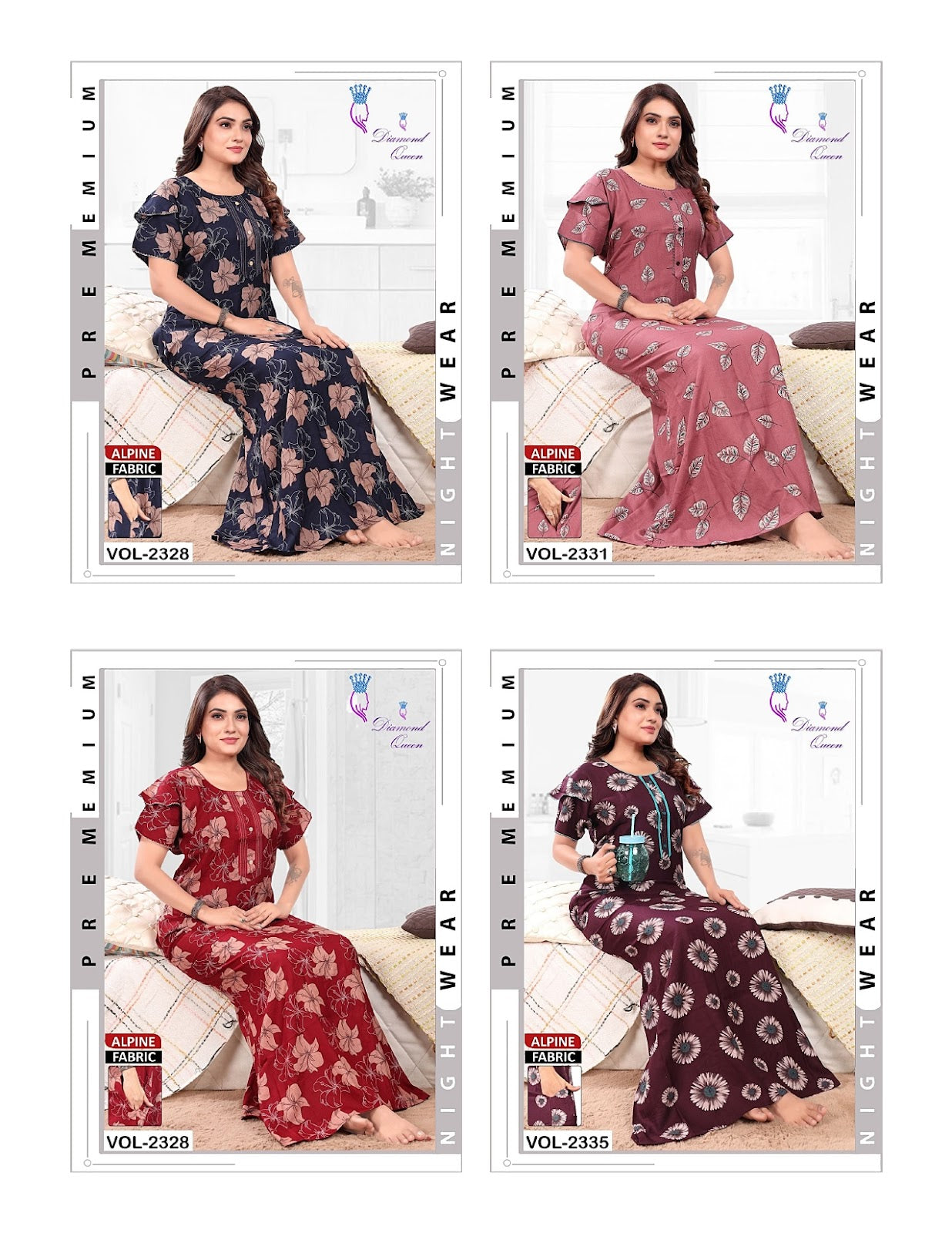 Double Sleeves 2608 Diamond Queen Night Gowns Manufacturer