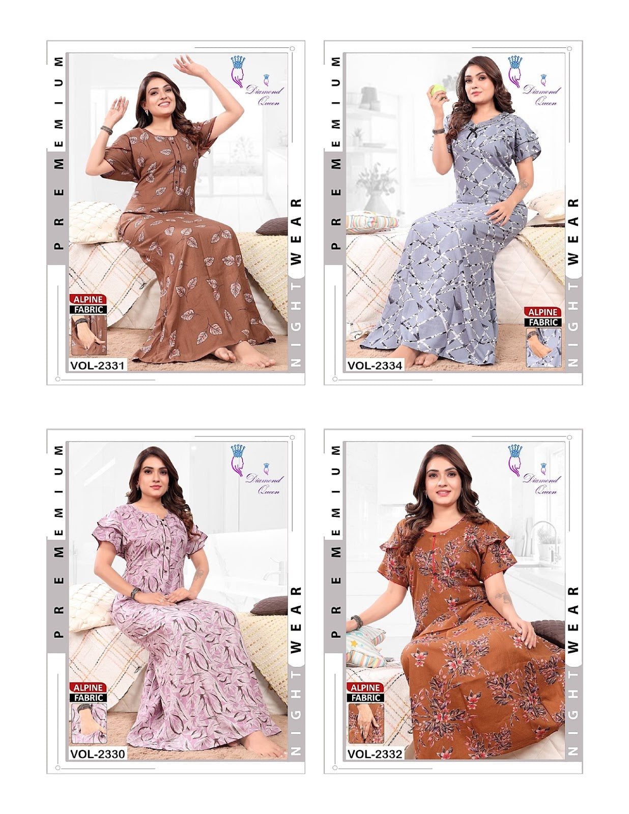 Double Sleeves 2608 Diamond Queen Night Gowns Manufacturer