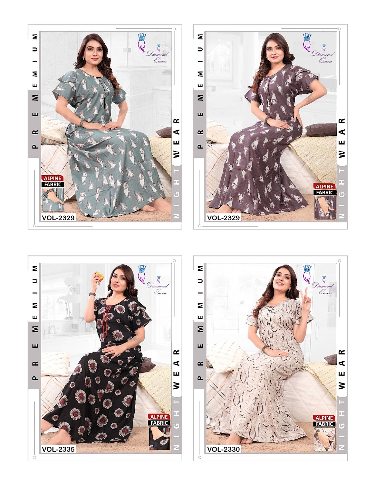 Double Sleeves 2608 Diamond Queen Night Gowns Manufacturer