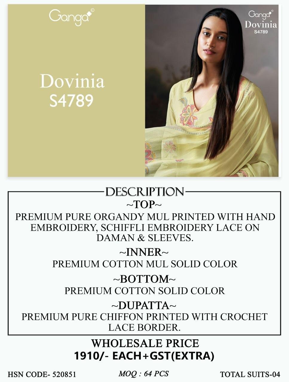 Dovinia S4789 Ganga Mul Plazzo Style Suits Exporter Gujarat