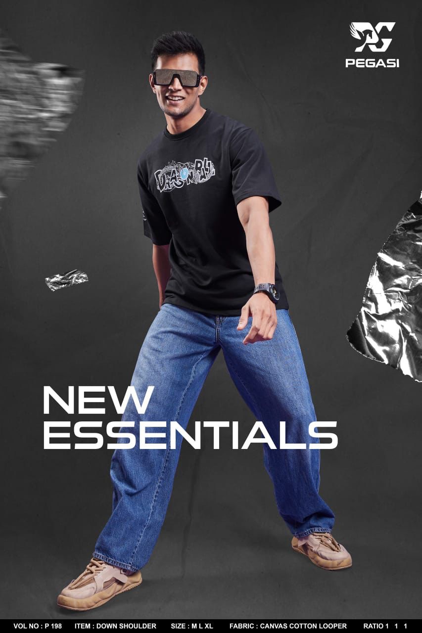 Down Shoulder P 198 Pegasi Cotton Looper Mens Tshirts Manufacturer Gujarat