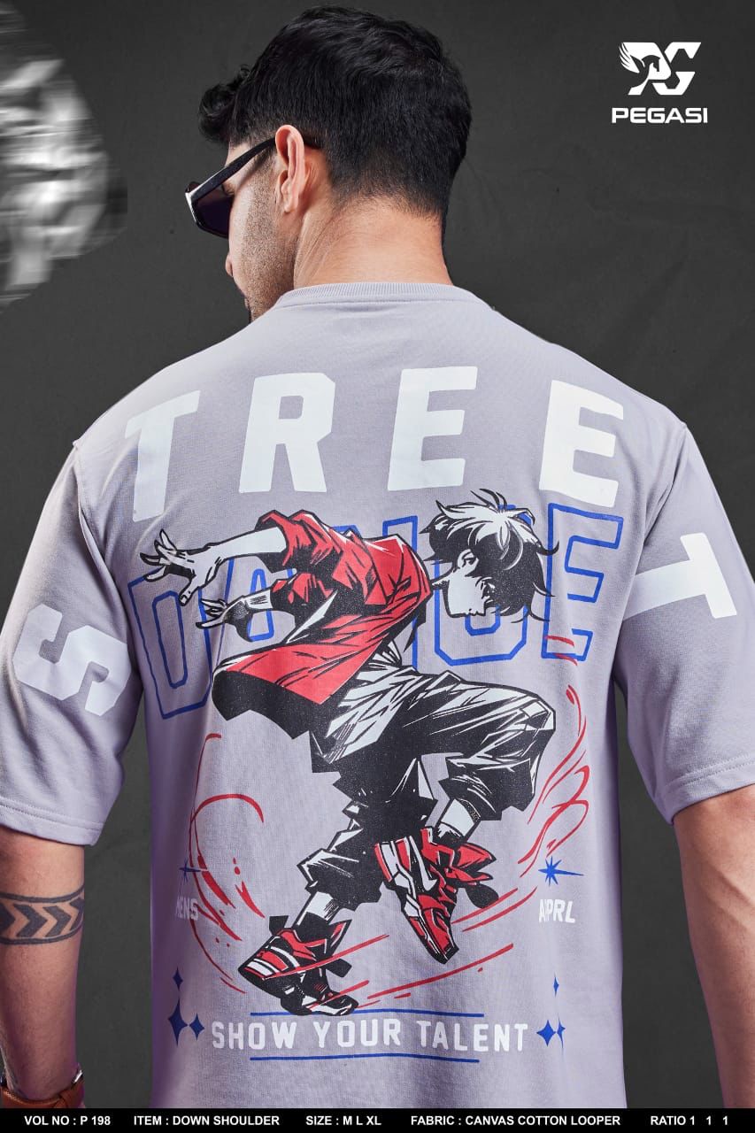 Down Shoulder P 198 Pegasi Cotton Looper Mens Tshirts Manufacturer Gujarat