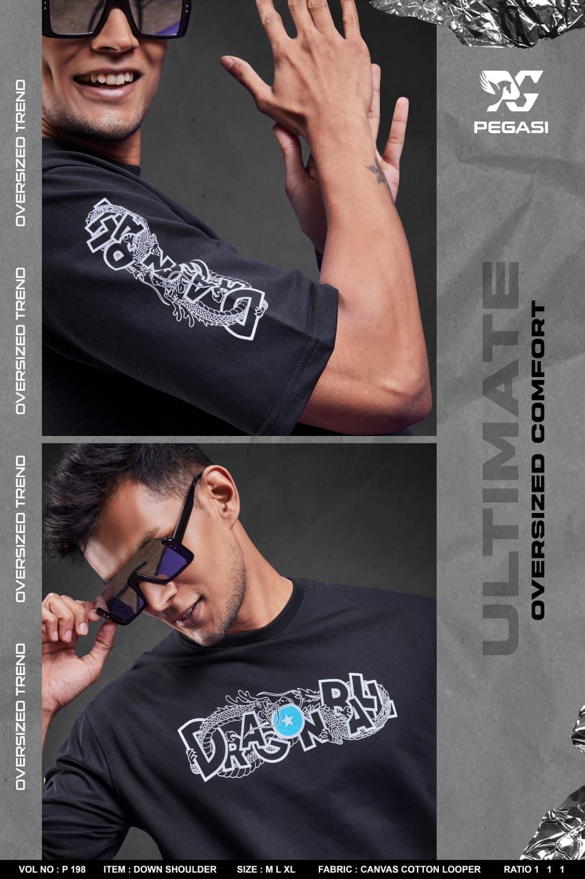 Down Shoulder P 198 Pegasi Cotton Looper Mens Tshirts Manufacturer Gujarat