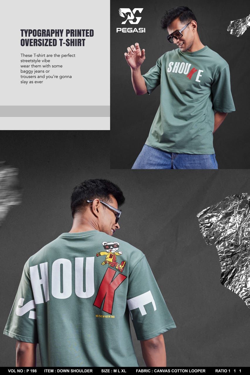 Down Shoulder P 198 Pegasi Cotton Looper Mens Tshirts Manufacturer Gujarat