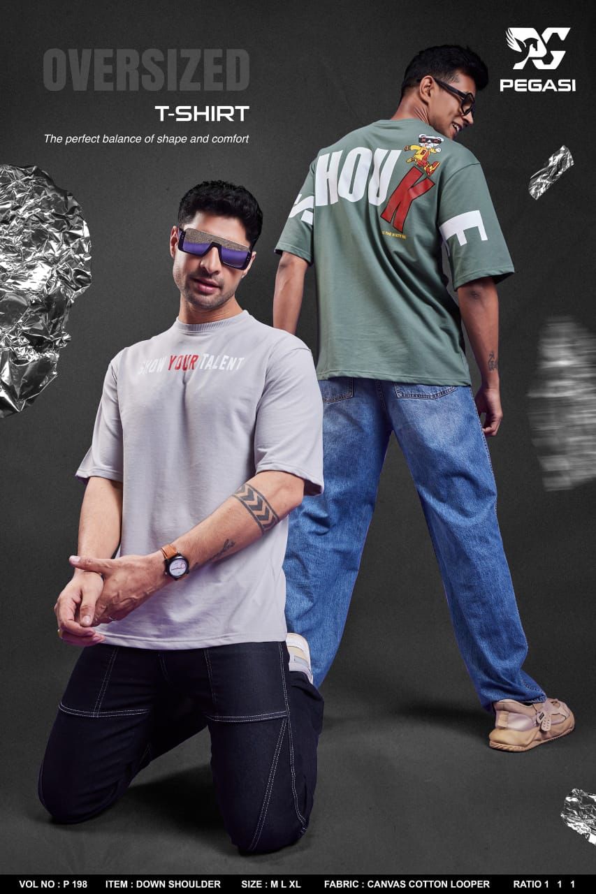 Down Shoulder P 198 Pegasi Cotton Looper Mens Tshirts Manufacturer Gujarat