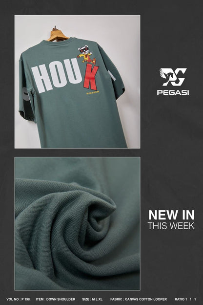 Down Shoulder P 198 Pegasi Cotton Looper Mens Tshirts Manufacturer Gujarat
