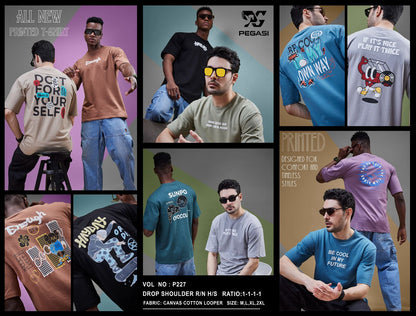 Down Shoulder P 227 Pegasi Cotton Looper Mens Tshirts Supplier Gujarat