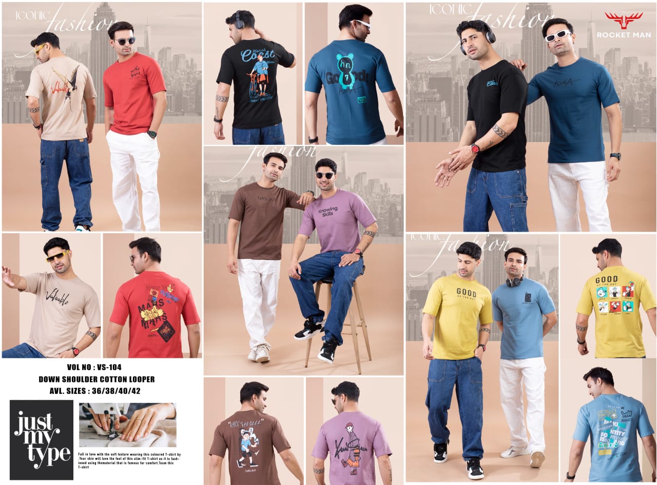 Down Shoulder Vol 104 Rocketman Cotton Looper Mens Tshirts Supplier India