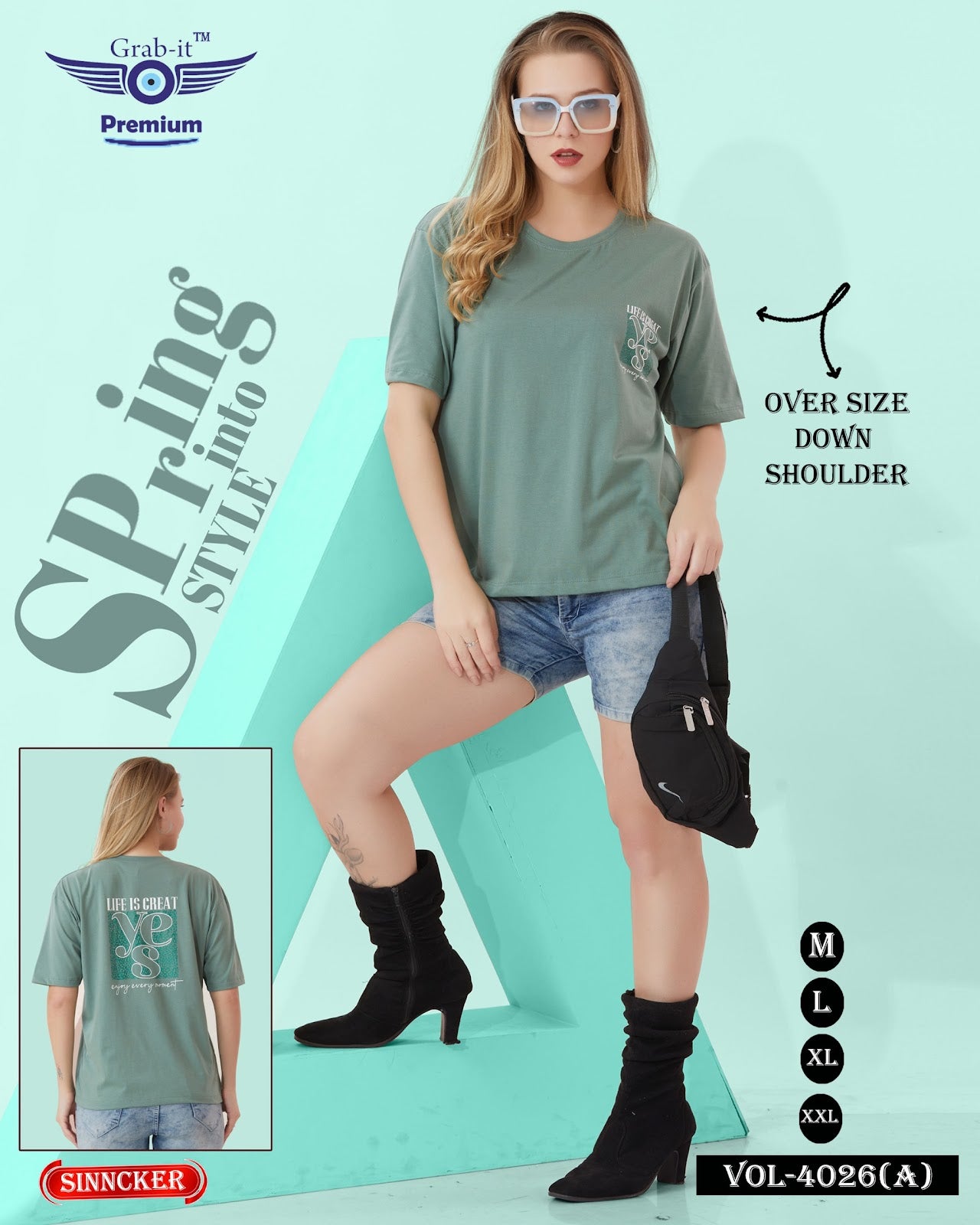 Down Shoulder Vol 4026 A Grab It Sinker Women Oversized Tshirt Wholesaler Gujarat