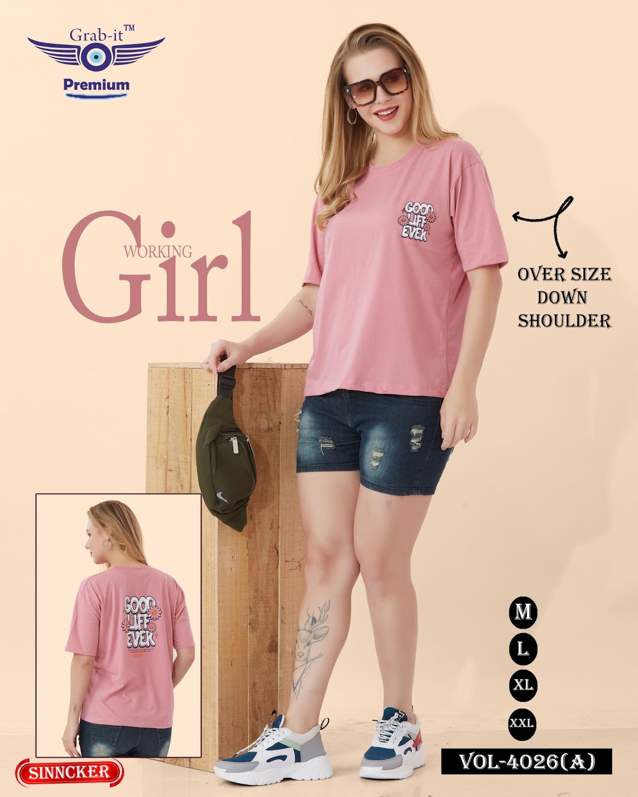 Down Shoulder Vol 4026 A Grab It Sinker Women Oversized Tshirt Wholesaler Gujarat